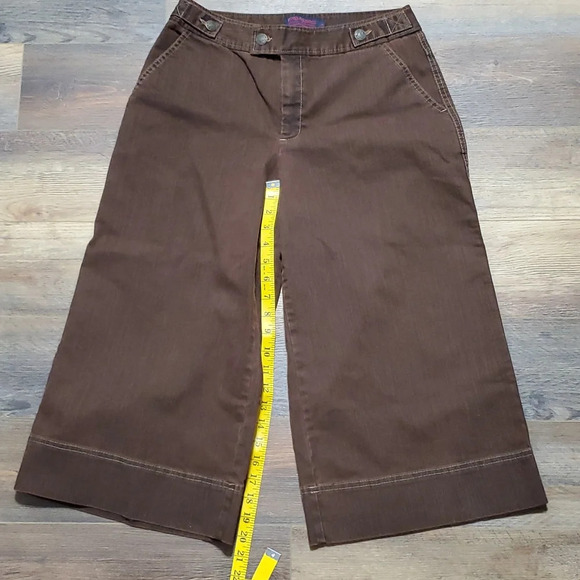Tribal Pants - Tribal denim wide leg chocolate Jean Bermuda shorts euc